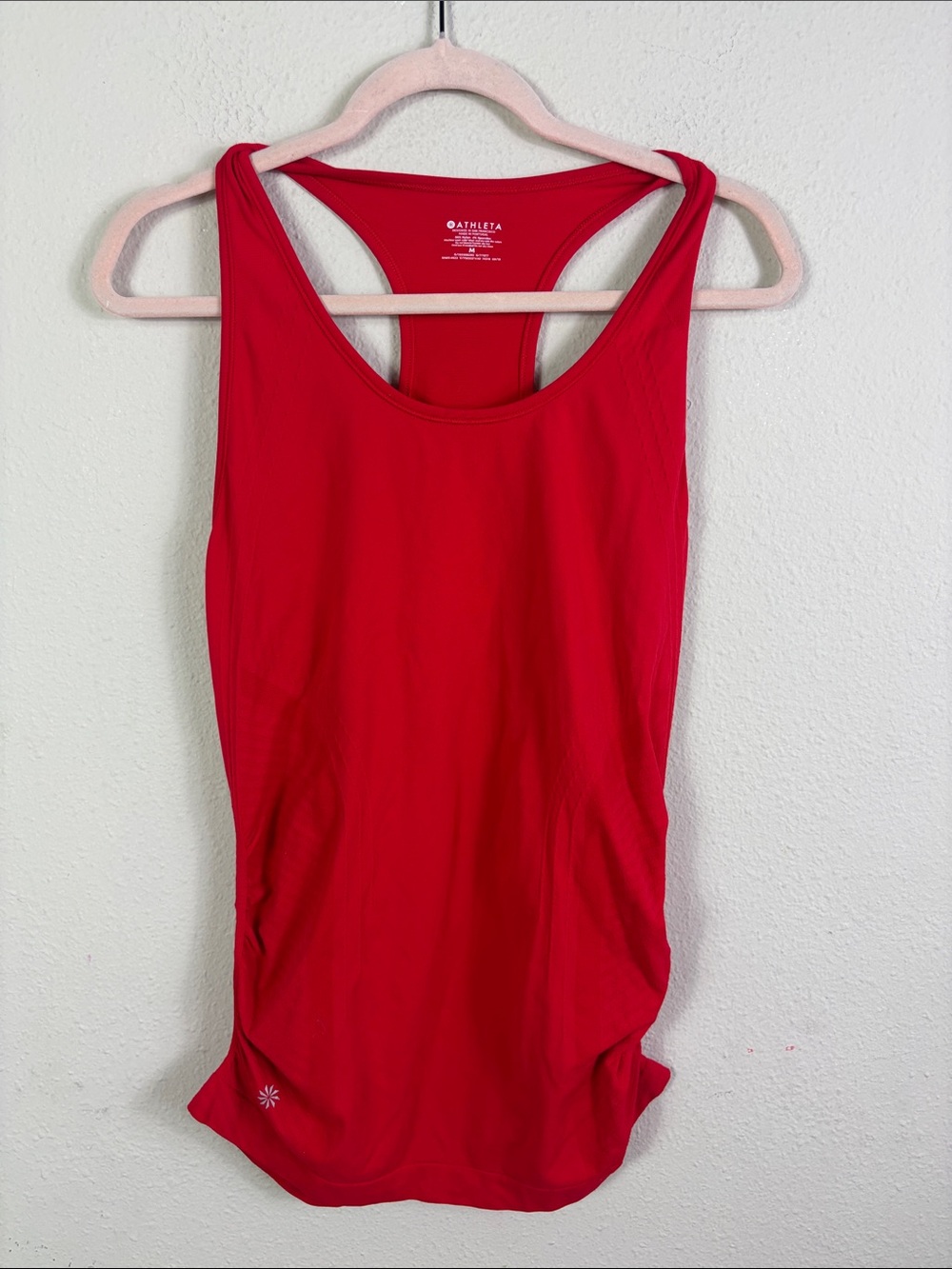 Athleta red sleeveless tank top ruched sides size medium